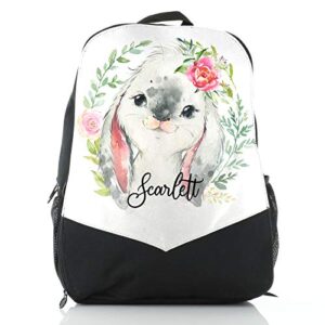 Personalised-Bag-Black-and-White-Backpack-Customised-with-InitialNameText-Rabbit-Flower-Wreath-Design-School-Bag-Rucksack-Size-38cm-x-265cm-0.jpg