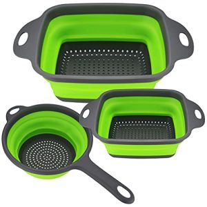 3-Pcs-Collapsible-Colanders-Set-Silicone-Colanders-Food-Strainers-Foldable-Filter-Drain-Baskets-Kitchen-Strainer-Washingup-Bowl-for-Draining-Pasta-Fruit-Vegetable-Colanders-Drain-Baskets-Green-0