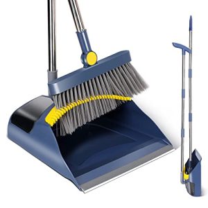 Masthome-Dustpan-and-Brush-Sets-Long-Handled-Soft-Bristles-Broom-and-Dustpan-Set-Indoor-Outdoor-Household-Upright-Dust-Pan-Combo-Sweeping-Brush-for-Lobby-Kitchen-Office-Blue-Yellow-0