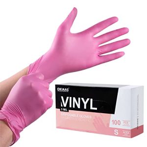 OKIAAS-Pink-Disposable-Gloves-SLatex-Free-Vinyl-Gloves-for-Household-Food-Handling-Lab-Work-and-MoreSmall100-CountsBox-0