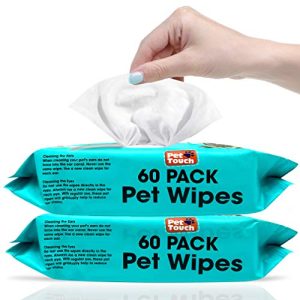 Pet-Touch-X-60-Pack-All-Purpose-PET-WIPES-for-daily-Cleaning-of-your-Dogs-and-Cats-Deodorizing-ALCOHOL-FREE-and-WET-Moist-Dog-Paw-Cleaner-Dog-Ear-Cleaner-Wipes-Pack-120-Wipes-0